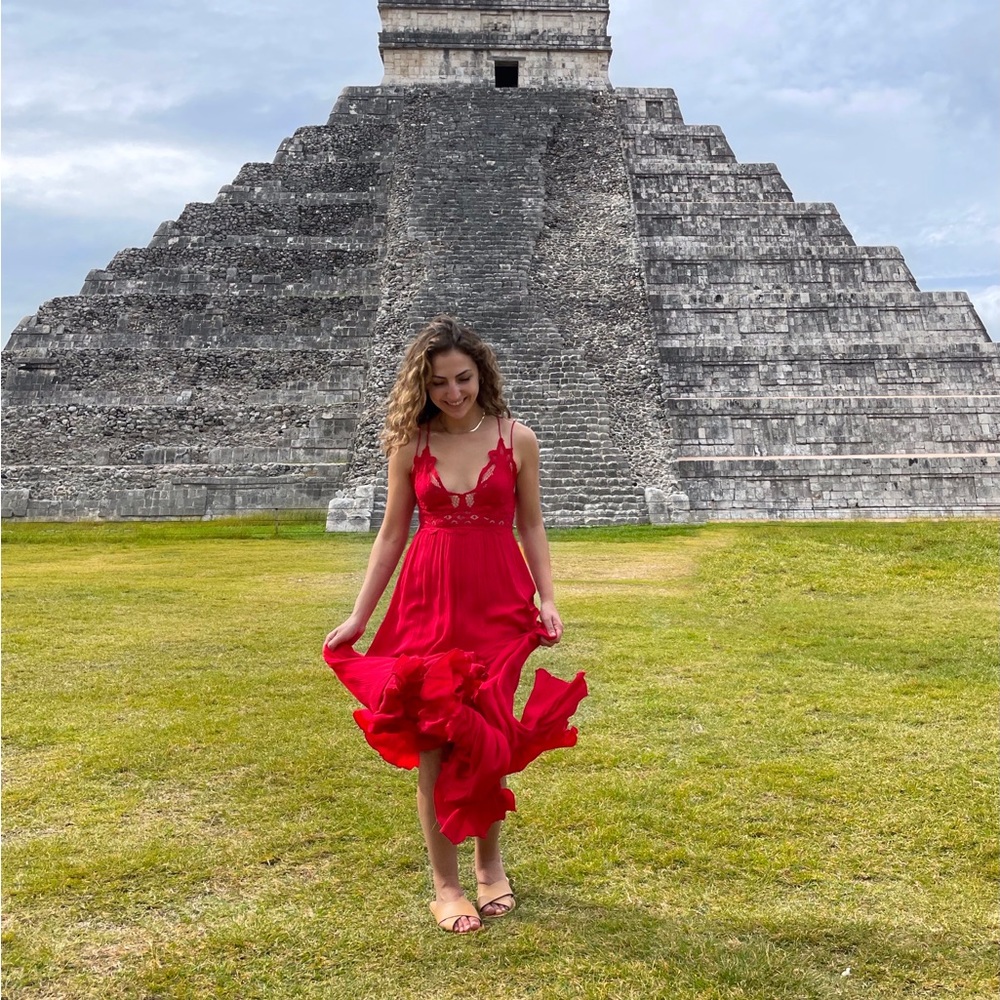 Red FREE PEOPLE Dress XS Adella Maxi Slip
